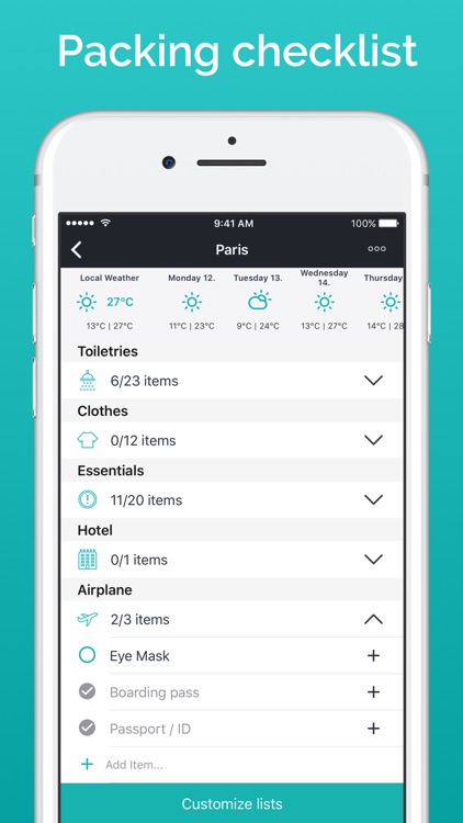 Packr Premium - Packing Lists