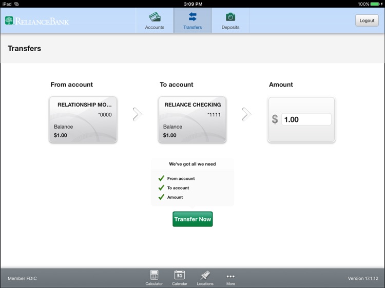 Reliance Bank For iPad screenshot-3