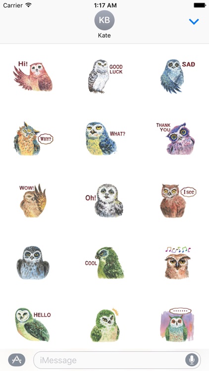 Watercolor Talking Owls Sticker