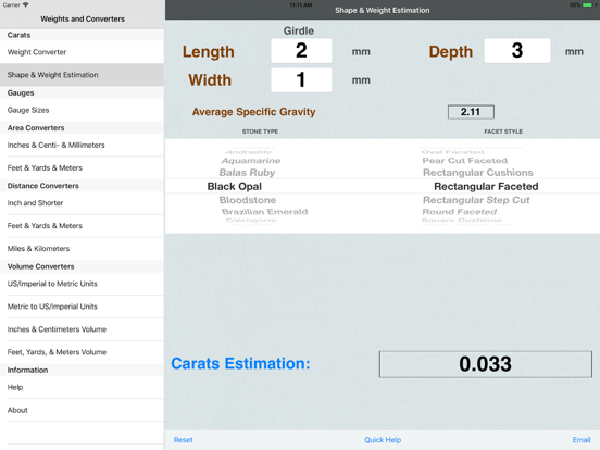 Carats: Thickness & Weight for Gems, Jewelry, Diamonds, & Gemstones screenshot