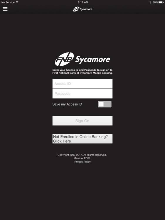 First National Bank of Sycamore iPad Version