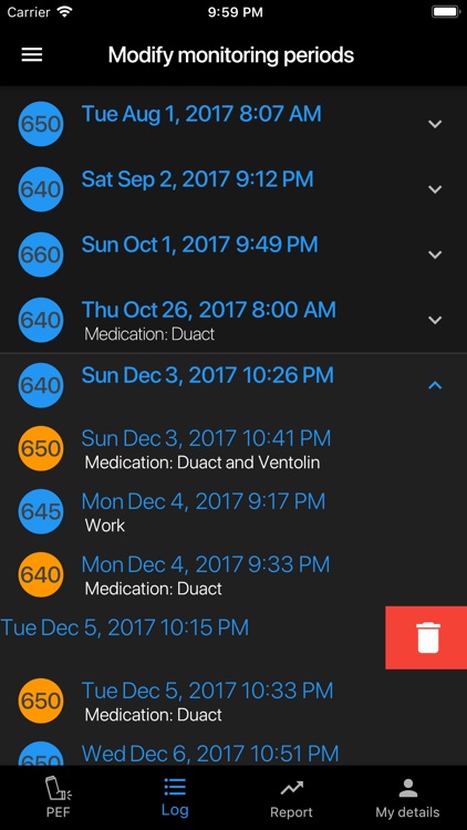 PEF Log - asthma tracker screenshot-5