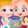 Cute Baby Play Goldfish