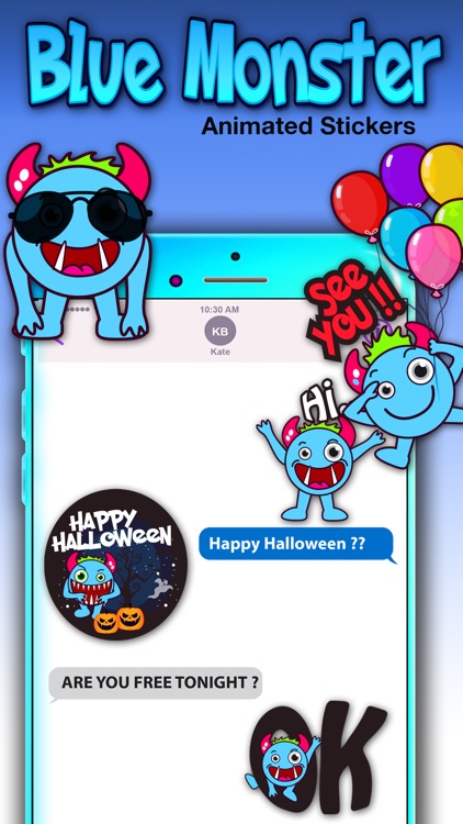 Blue Monster Animated Stickers