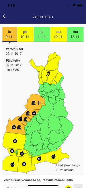 Ilmatieteen laitoksen sää(圖3)-速報App