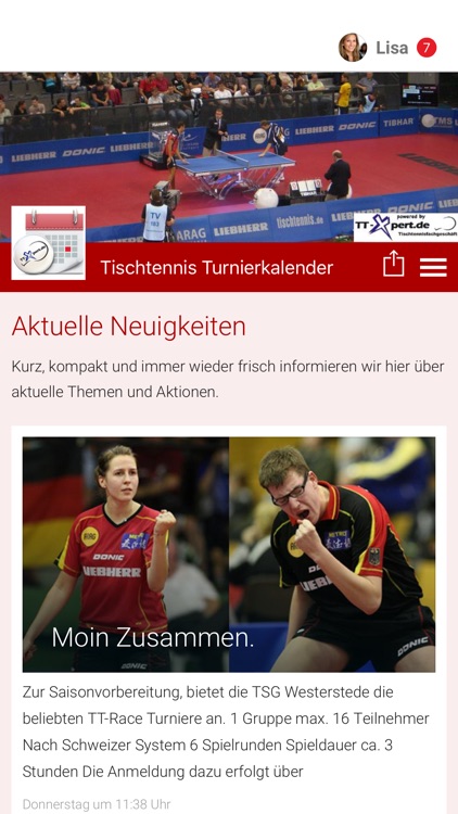 Tischtennis Turnierkalender