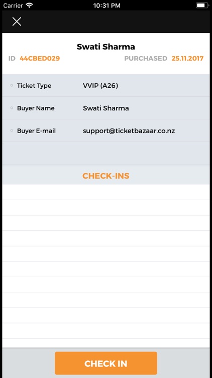 Ticket Bazaar Check-in