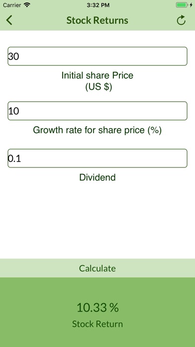 Rate of Returns screenshot 2