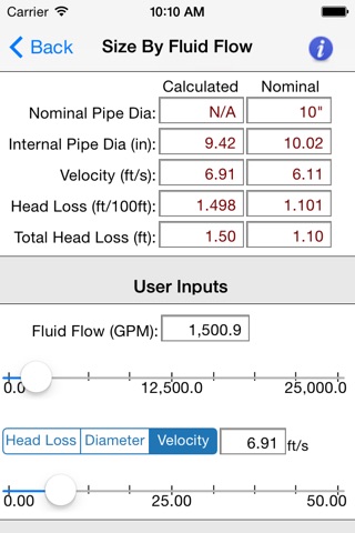 HVAC Pipe Sizer - Liquid screenshot 2