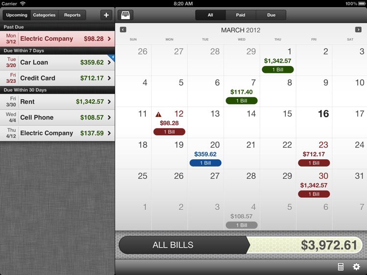 BillMinder 3 for iPad