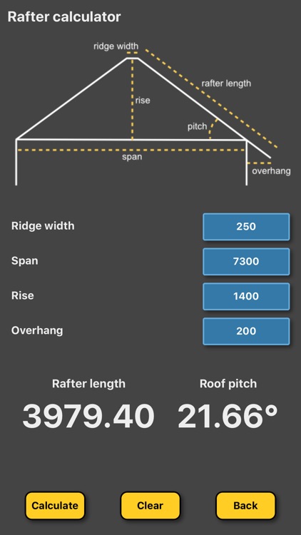 Rafter & roof pitch calculator
