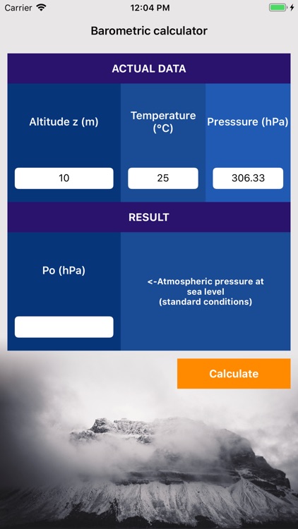 Barometric calculator screenshot-3