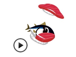 The sticker by which sushi transforms itself into the material