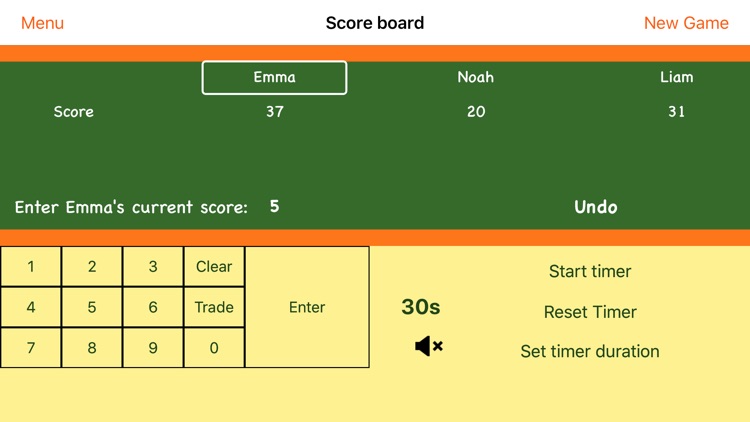 Scoreboard for Qwirkle game