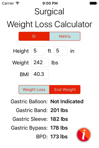 Weight Loss Surgery Calculator screenshot 2