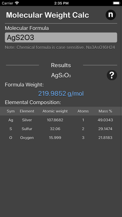Molecular Weight Calculator screenshot 4