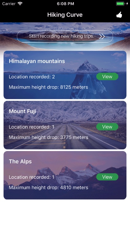 Hiking Curve:Record eachheight