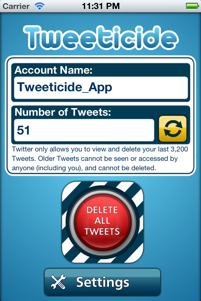 Tweeticide - Delete All Tweets screenshot 2