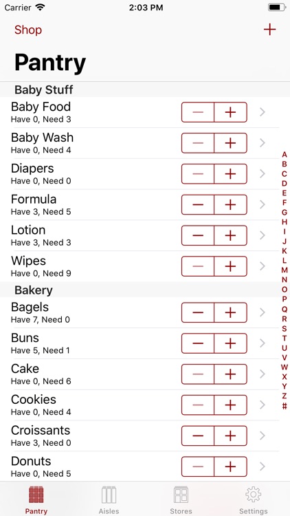 Pantry Partner Shopping List By Silver Hammer Software