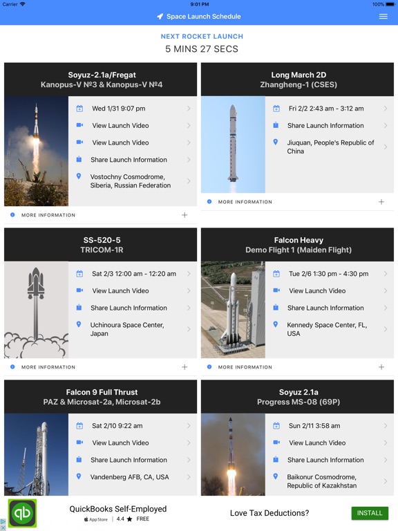 rocket launch schedule