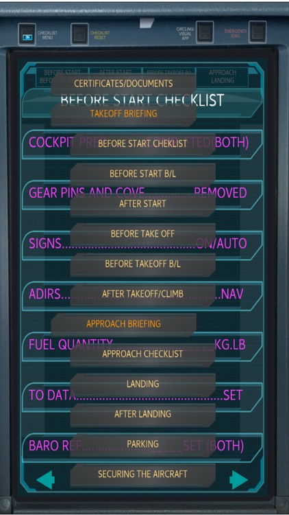 Airbus Pilot EFB checklist