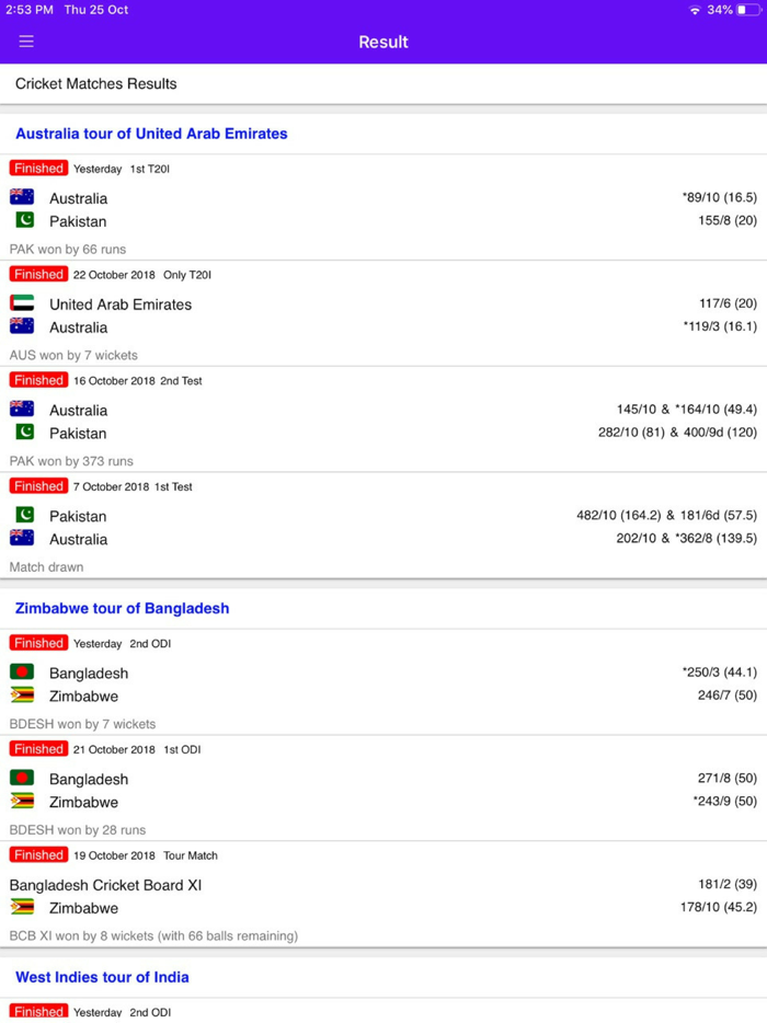 Live Cricket Score 2018