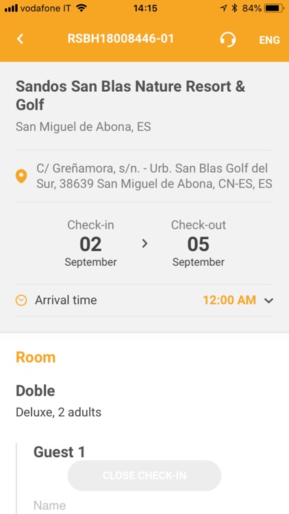 Online Check-in - Sandos App