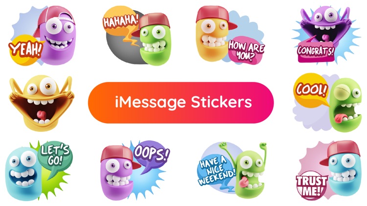 3D Funny Face Emoji Stickers