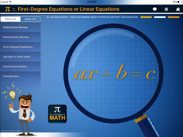 First Degree Equation : ax+b=c