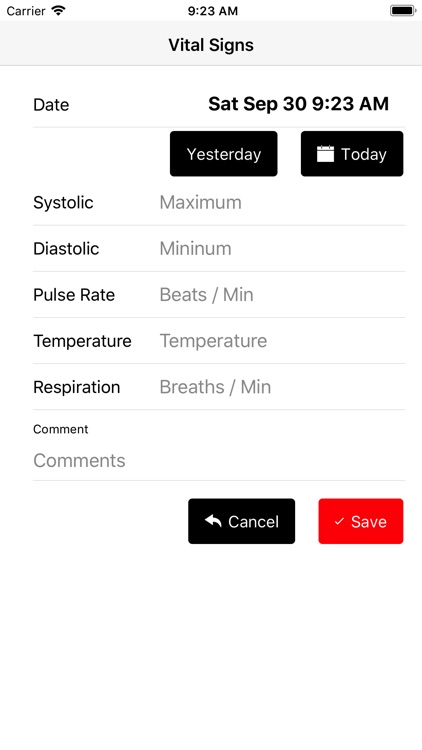 Vital Signs Blood Pressure Log