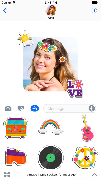 Vintage hippie stickers for message