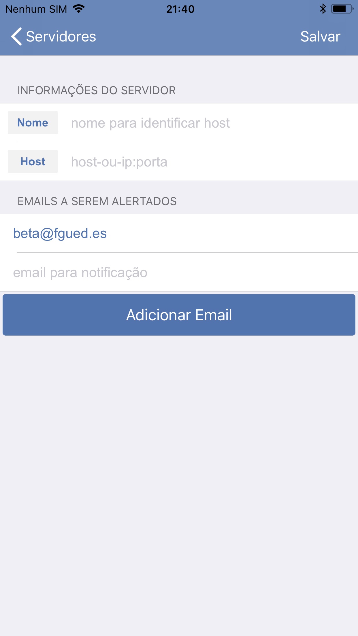 Screenshot do app Servidores App