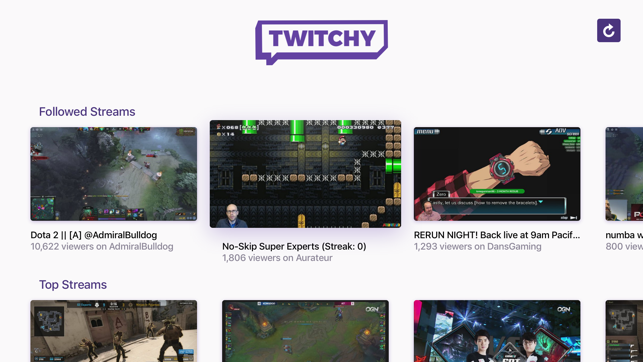 Twitchy - watch streams on TV