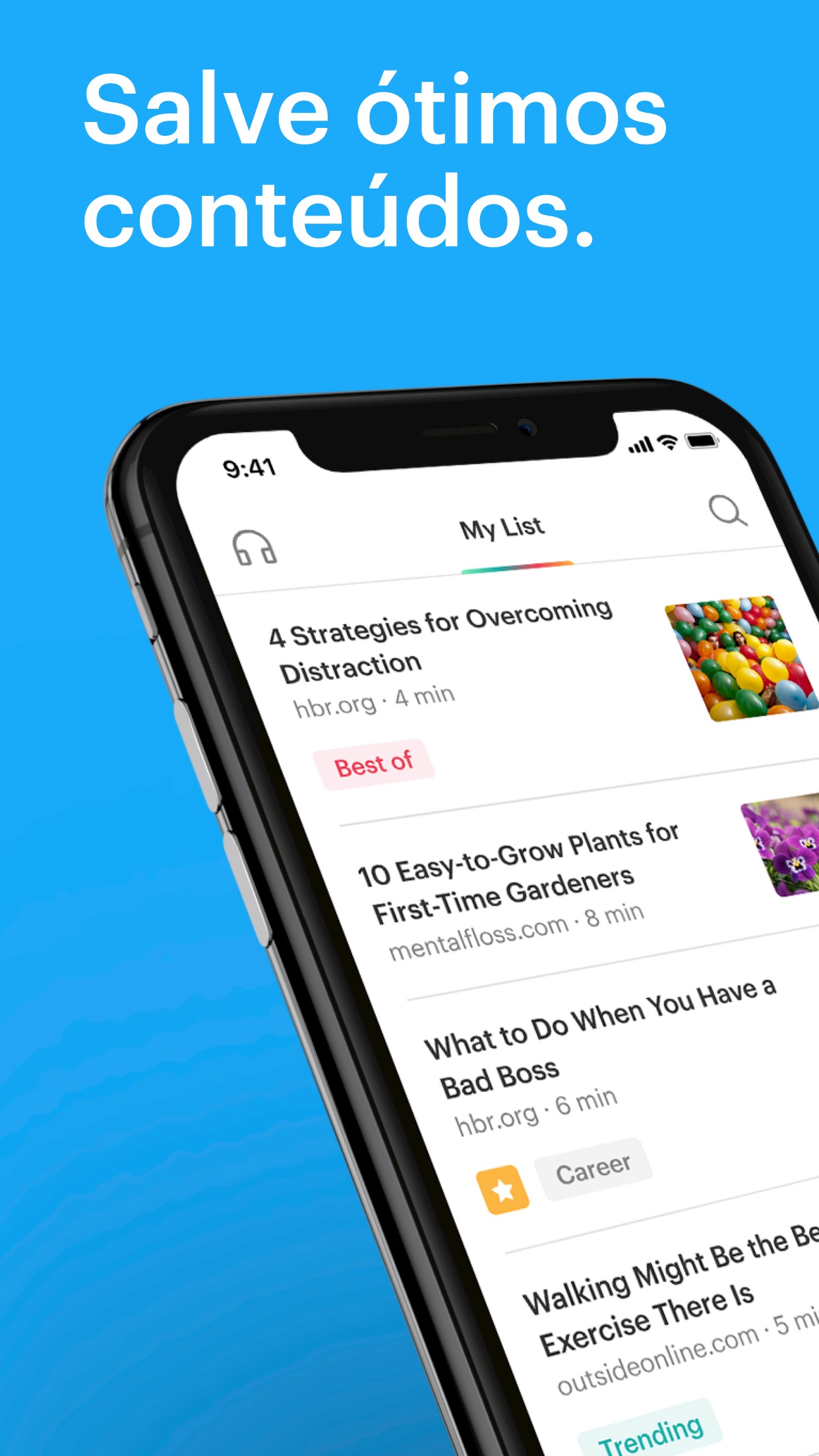 Screenshot do app Pocket