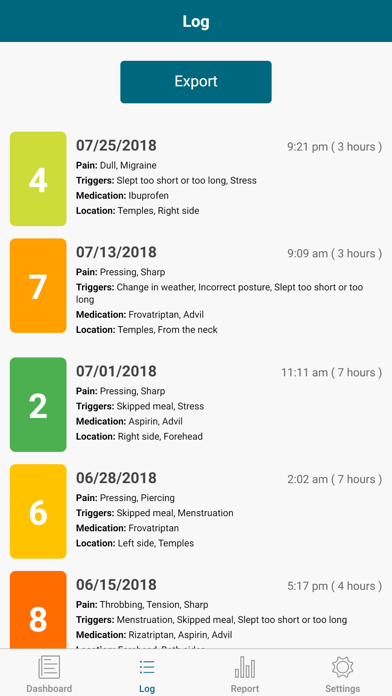 Migraine and headache diary screenshot 4