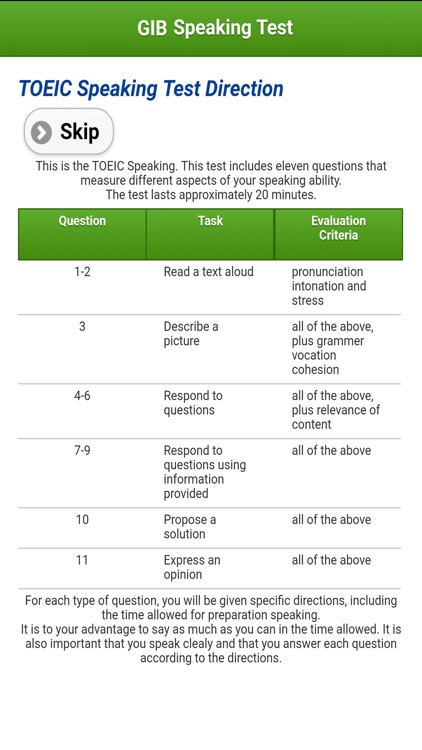 GIB Speaking Test