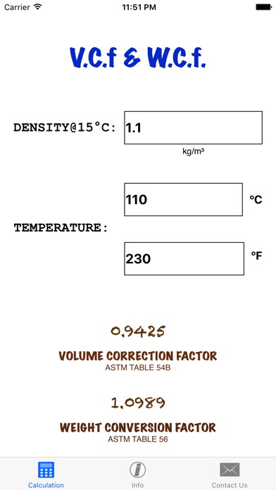 ASTM 54B & 56 CONVERSION CALC screenshot 2