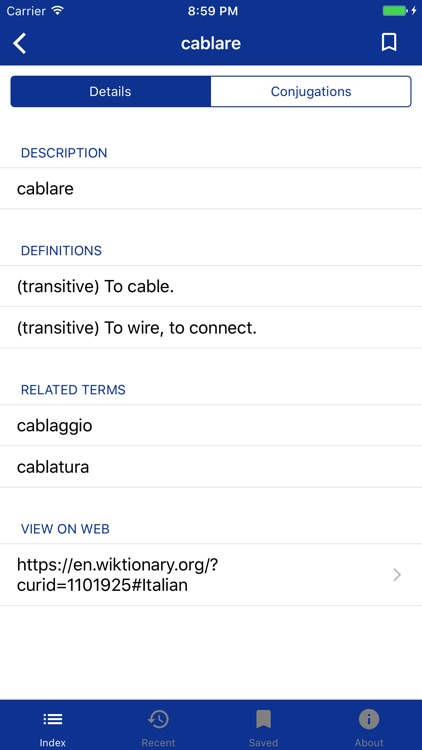 Italian Verbs Dictionary