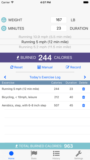 Exercise Calorie Calculator - With Track