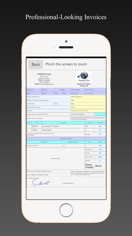 Appliance Invoice