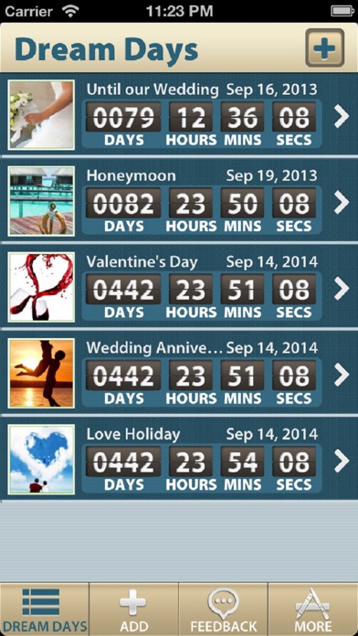 Love Countdown Counter - Wedding Day and Honeymoon Count Down Timer (for counting how many days until your loving dream days) - iOS 7 optimized Screenshot 3