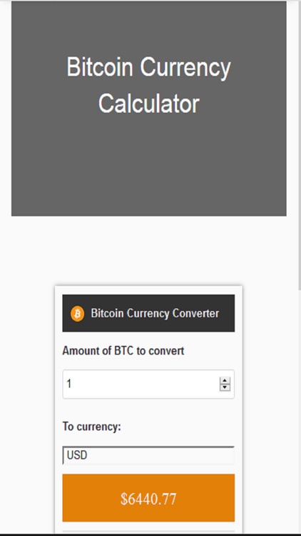 Bitcoin Currency Calculator