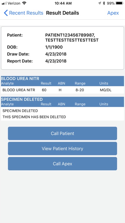 Apex Lab - Mobile Results