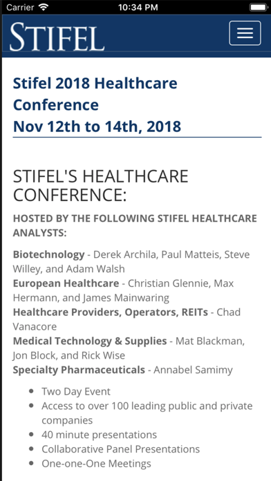 2018 Stifel Healthcare screenshot 2