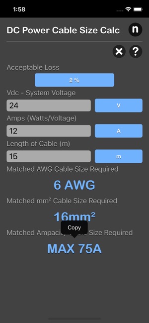 DC Power Cable Size Calc(圖2)-速報App