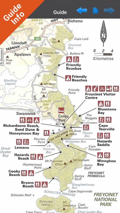 Freycinet NP GPS and outdoor map with guide