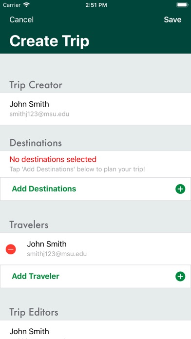 MSU Global Travel Registry screenshot 3