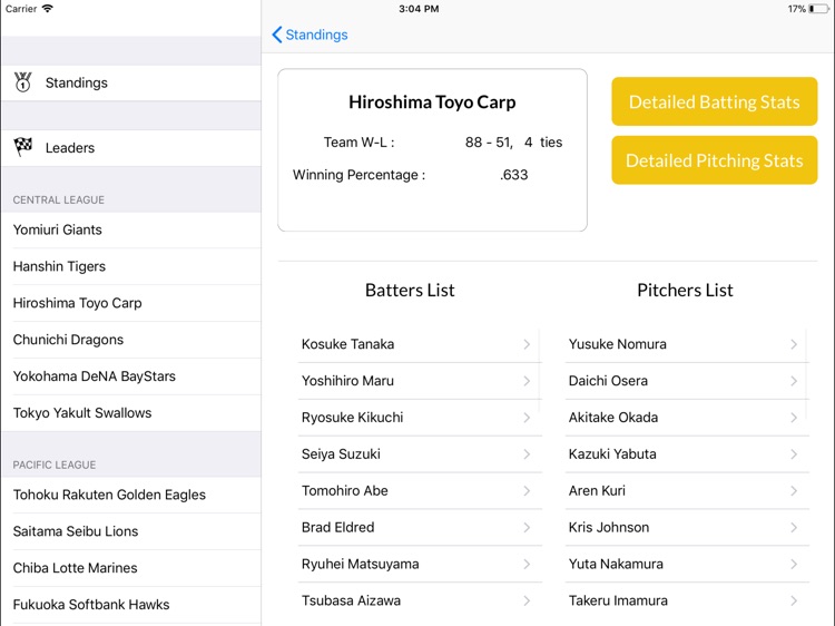NPB Stats and Info for iPad