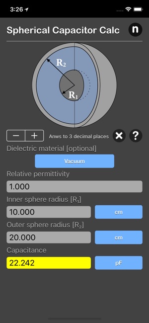 Spherical Capacitor Calculator