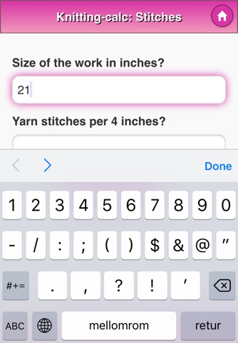 Knitting-calculator screenshot 2